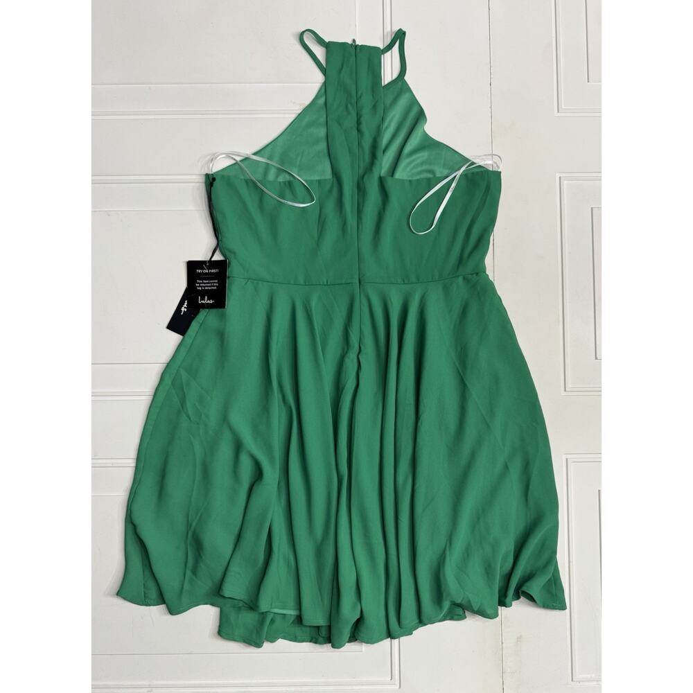 Lulu’s NWT Glamorous Grace Green Skater Mini Dress Halter Size Large - Picture 5 of 5